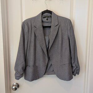 Amanda + Chelsea Gray Blazer Size 16 Ruched Sleeve Stretch Career Jacket